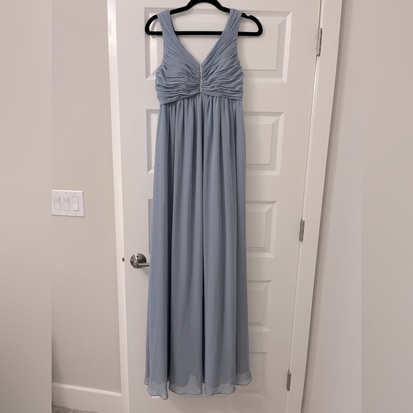 dusty blue maternity bridesmaid dresses Kennedy Blue Lacey KM28107 Maternity Bridesmaid Dress – Wedding Shoppe